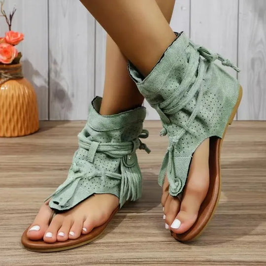 EB | Retro Vintage Wildleder Frauen Sandalen