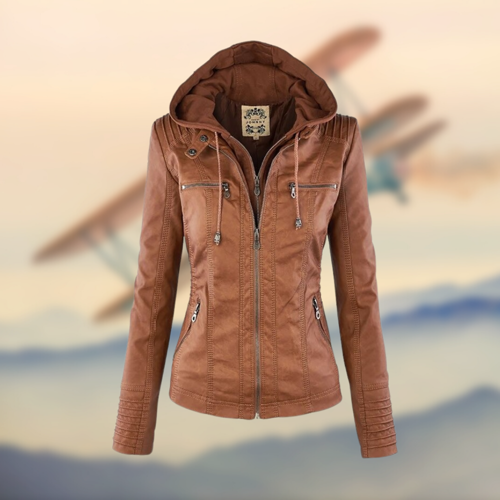EB | Damen Kapuzenlederjacke - Stilvoll & Funktional