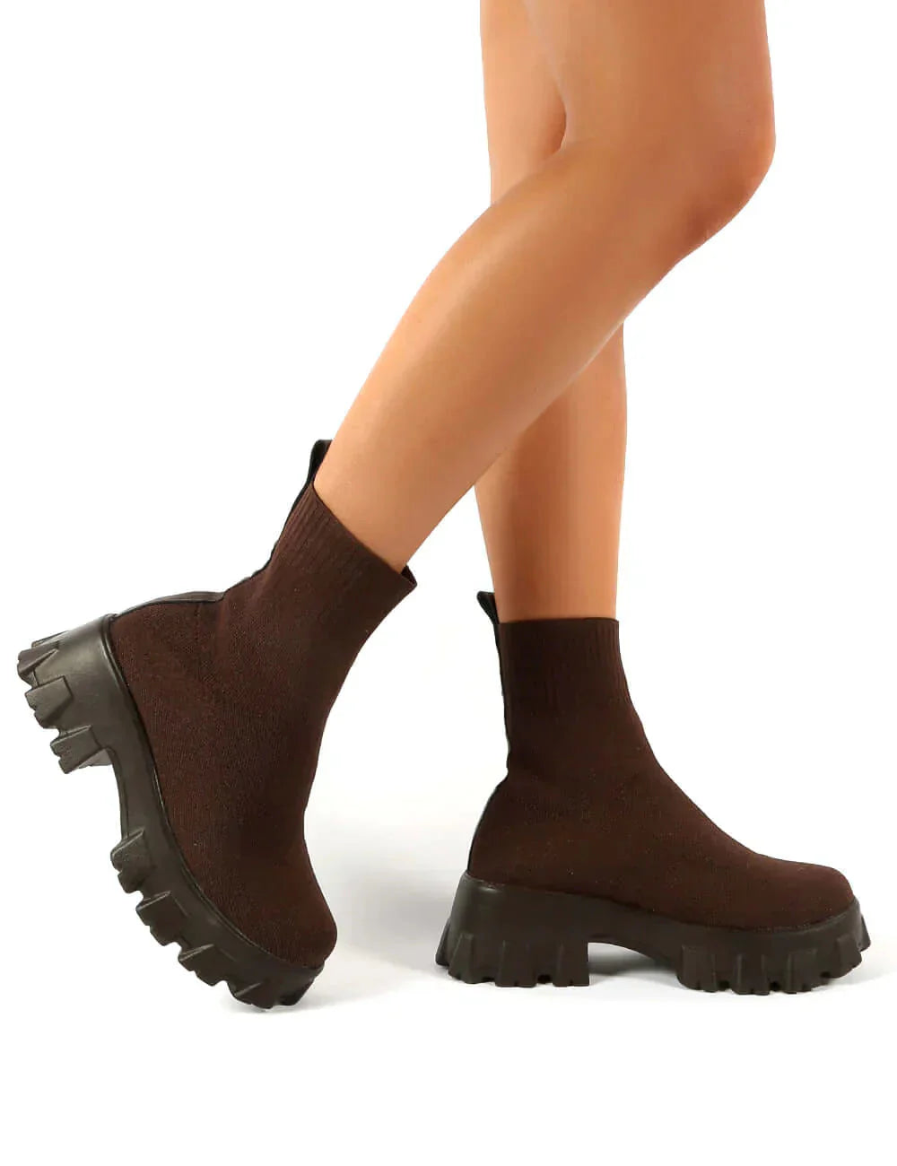 Stiefeletten - Chunky - Plattform - Sockenschuhe - Damenstiefel EB