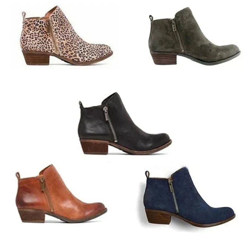 Stiefeletten | Blockabsatz | Flacher Absatz | Lederstiefel | Damenstiefel EB