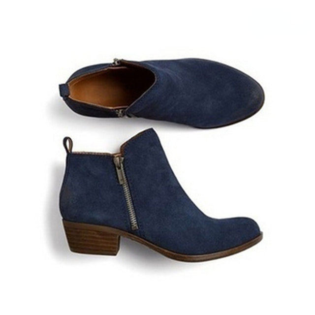 Stiefeletten | Blockabsatz | Flacher Absatz | Lederstiefel | Damenstiefel EB