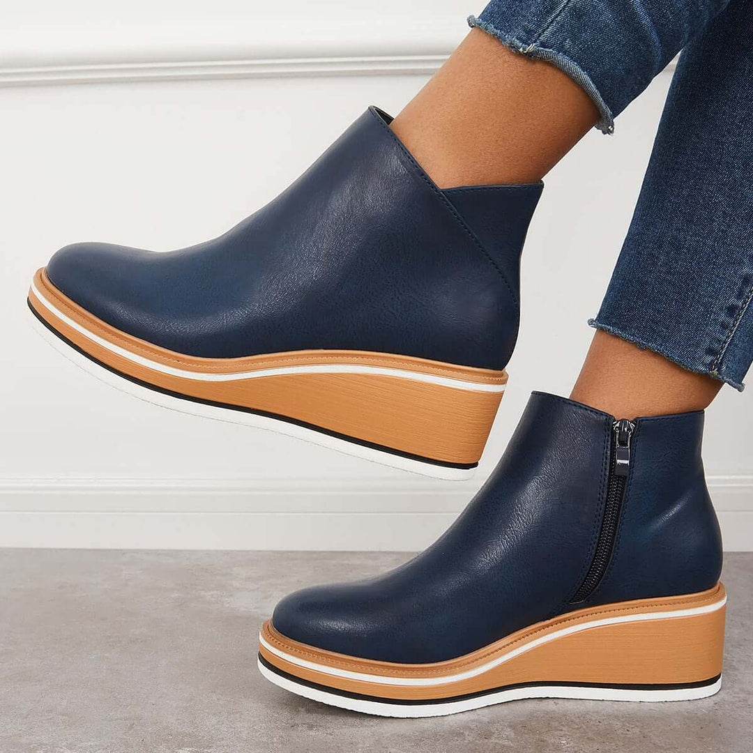 Stiefeletten | Reißverschluss | Plattform | Keilabsätze | Damenstiefel EB