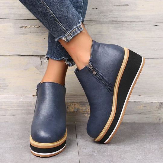 Stiefeletten | Reißverschluss | Plattform | Keilabsätze | Damenstiefel EB