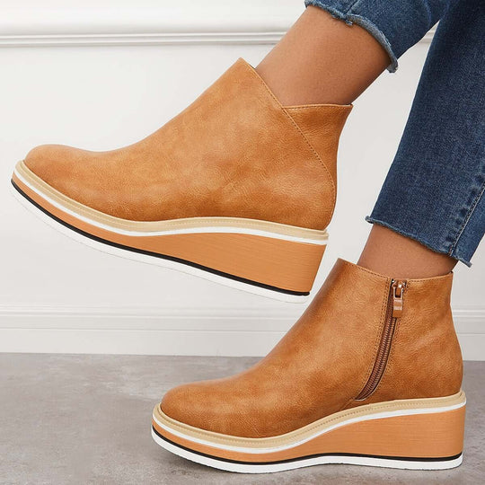 Stiefeletten | Reißverschluss | Plattform | Keilabsätze | Damenstiefel EB