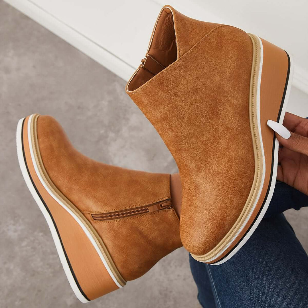 Stiefeletten | Reißverschluss | Plattform | Keilabsätze | Damenstiefel EB