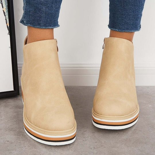 Stiefeletten | Reißverschluss | Plattform | Keilabsätze | Damenstiefel EB