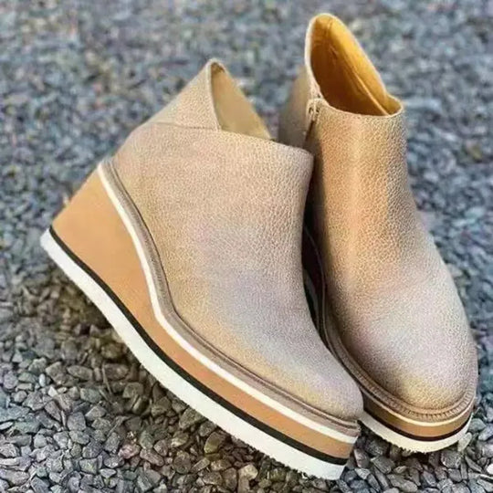 Stiefeletten | Reißverschluss | Plattform | Keilabsätze | Damenstiefel EB