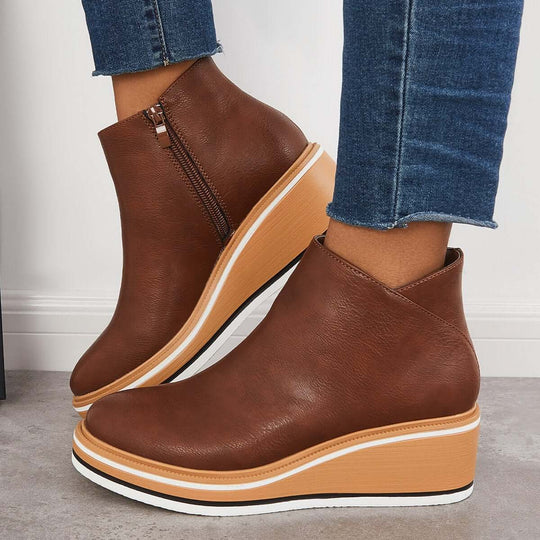 Stiefeletten | Reißverschluss | Plattform | Keilabsätze | Damenstiefel EB