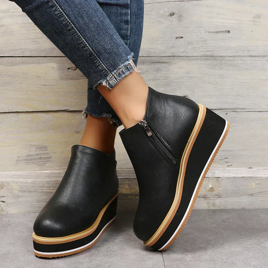 Stiefeletten | Reißverschluss | Plattform | Keilabsätze | Damenstiefel EB