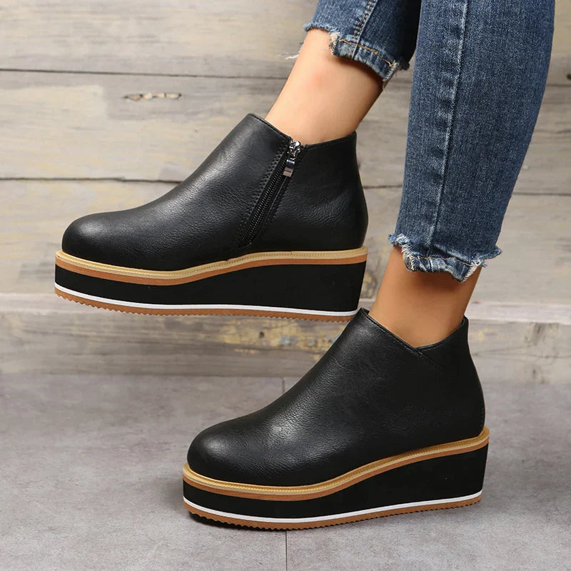 Stiefeletten | Reißverschluss | Plattform | Keilabsätze | Damenstiefel EB