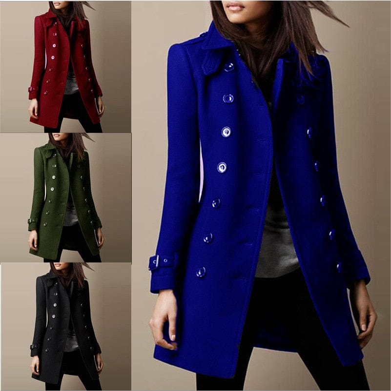 EB | Damenmantel Jacke mit Stilvollen Doppelten Knopfreihe