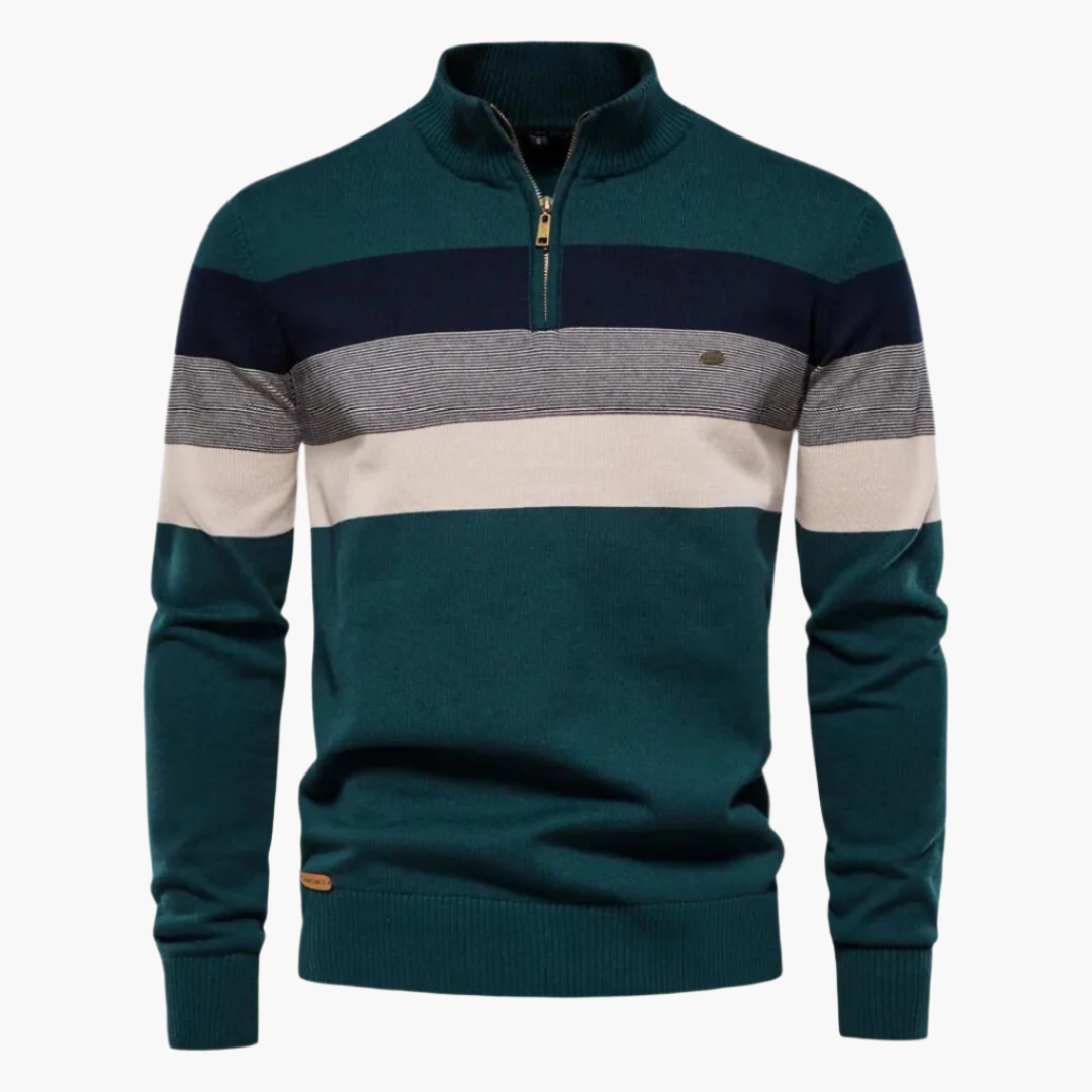 EB | Strickpullover mit Viertelreißverschluss - Eleganter Feinstrick für Business & Freizeit
