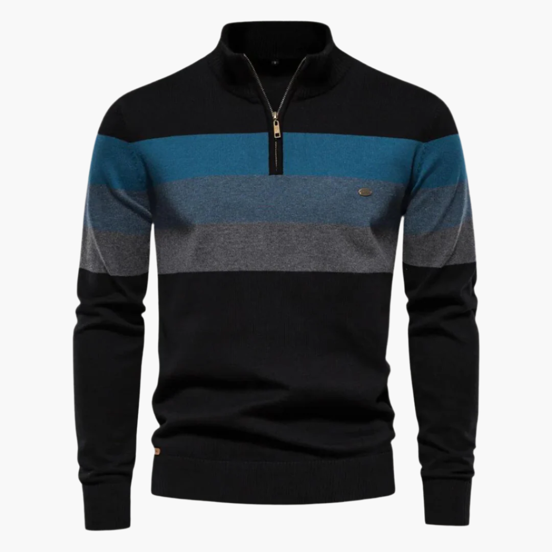 EB | Strickpullover mit Viertelreißverschluss - Eleganter Feinstrick für Business & Freizeit