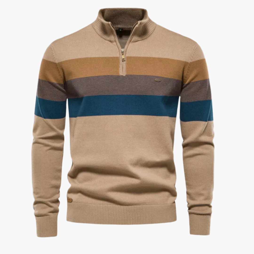 EB | Strickpullover mit Viertelreißverschluss - Eleganter Feinstrick für Business & Freizeit