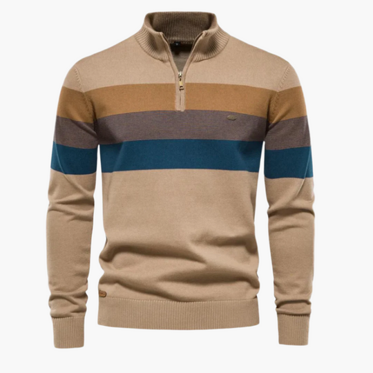 EB | Strickpullover mit Viertelreißverschluss - Eleganter Feinstrick für Business & Freizeit
