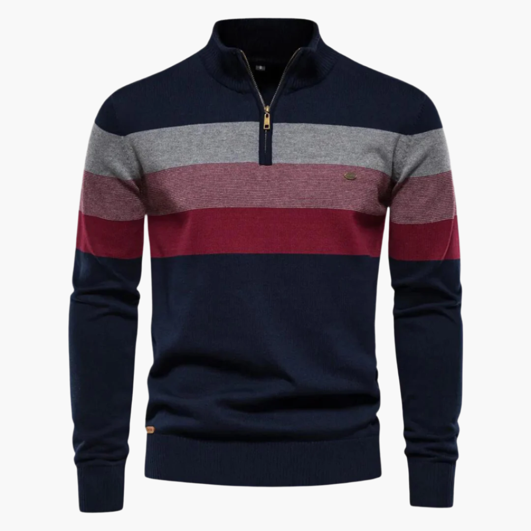 EB | Strickpullover mit Viertelreißverschluss - Eleganter Feinstrick für Business & Freizeit