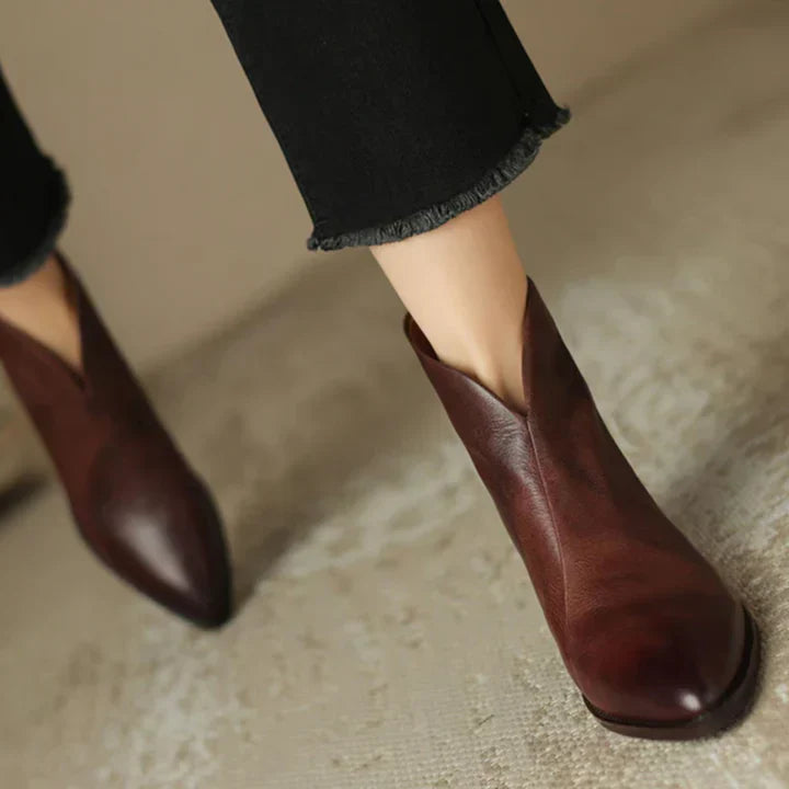 EB | Damenstiefelette Aus Leder mit Blockabsatz