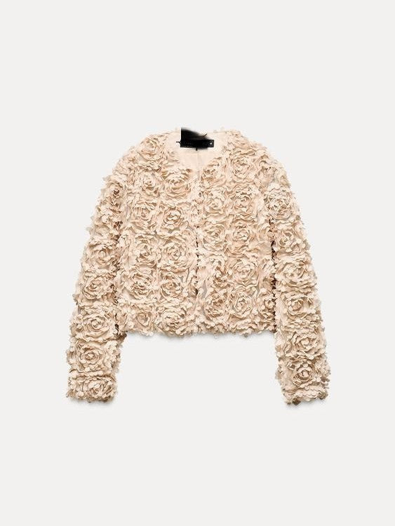 EB | Texturiertes Cropped Jacke mit langen Ärmeln