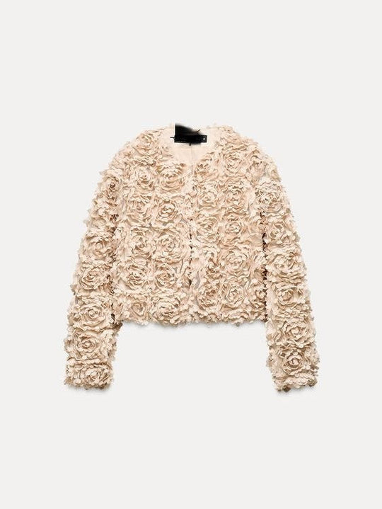 EB | Texturiertes Cropped Jacke mit langen Ärmeln