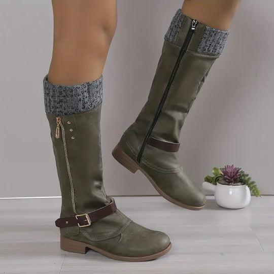 Einfarbige lange Stiefel für Damen EB