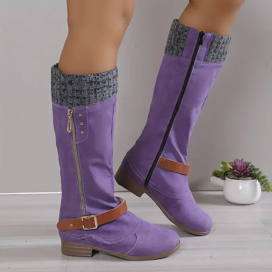 Einfarbige lange Stiefel für Damen EB