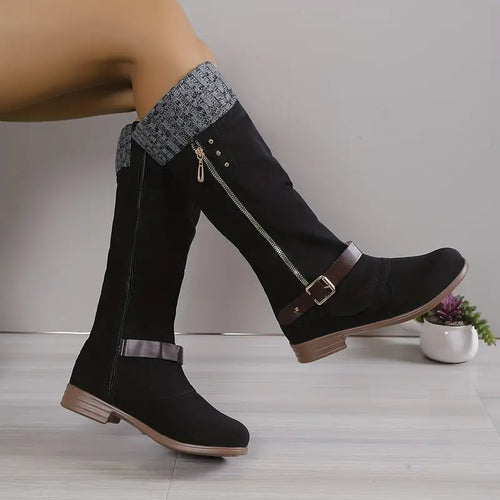 Einfarbige lange Stiefel für Damen EB
