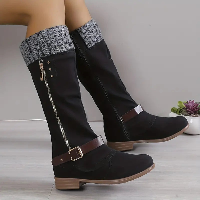 Einfarbige lange Stiefel für Damen EB