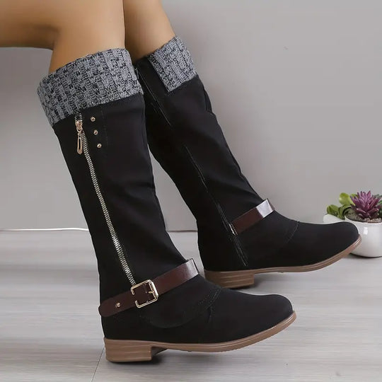 Einfarbige lange Stiefel für Damen EB