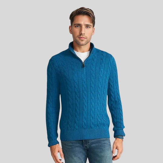 EB | Herren Kabelstrick-Pullover mit Reißverschluss
