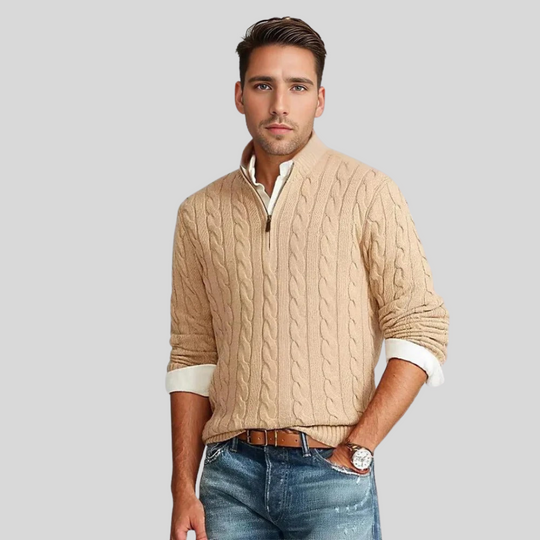 EB | Herren Kabelstrick-Pullover mit Reißverschluss