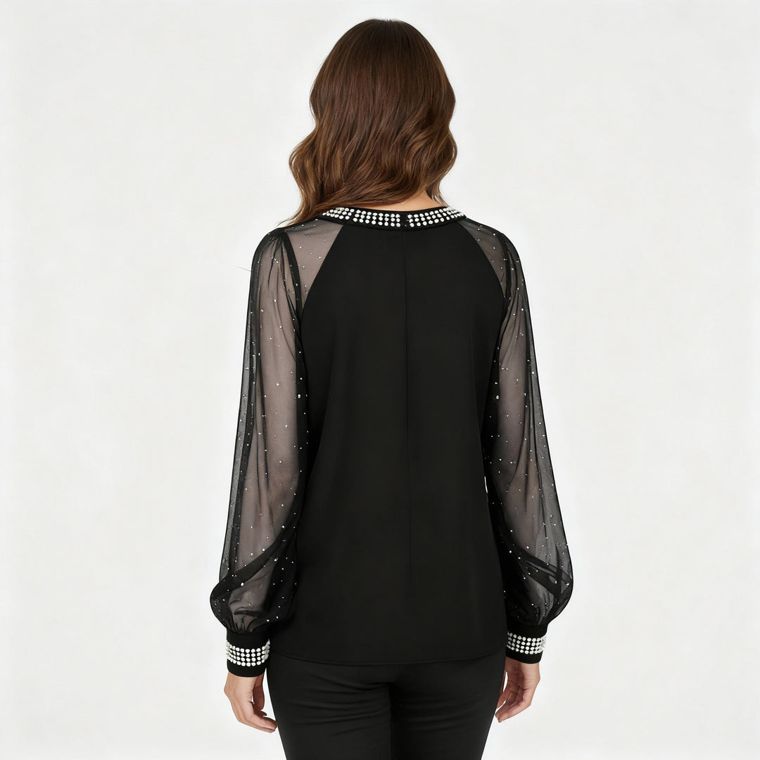 Mesh-Pailletten Damen Top | EB