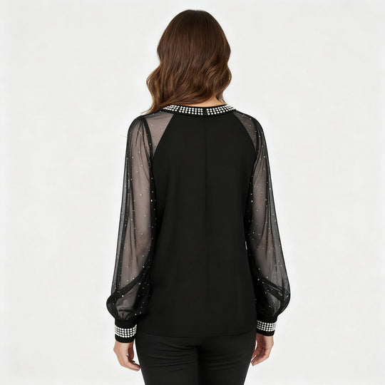 Mesh-Pailletten Damen Top | EB