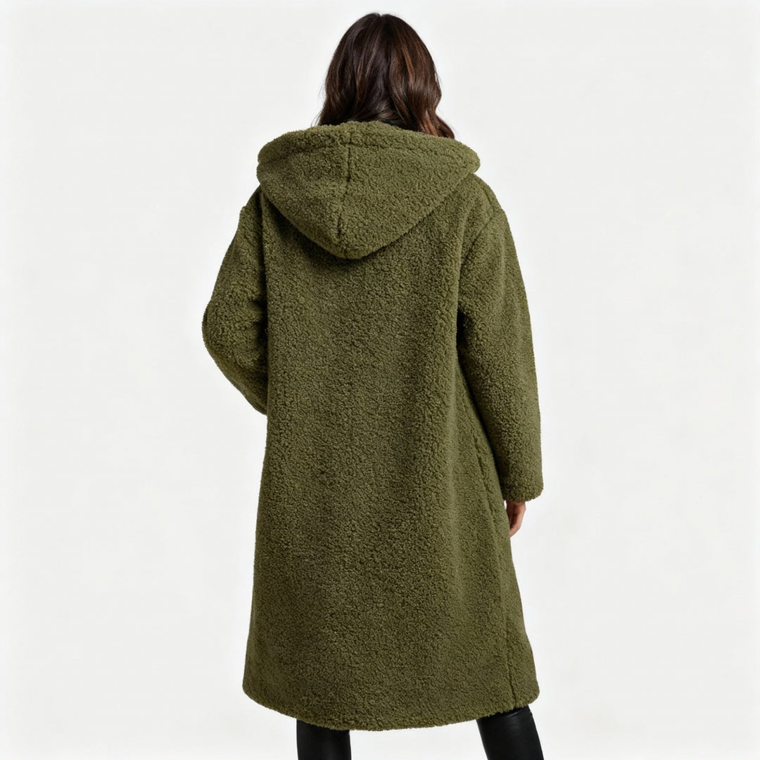 Damen Teddy Mantel mit Kapuze | EB