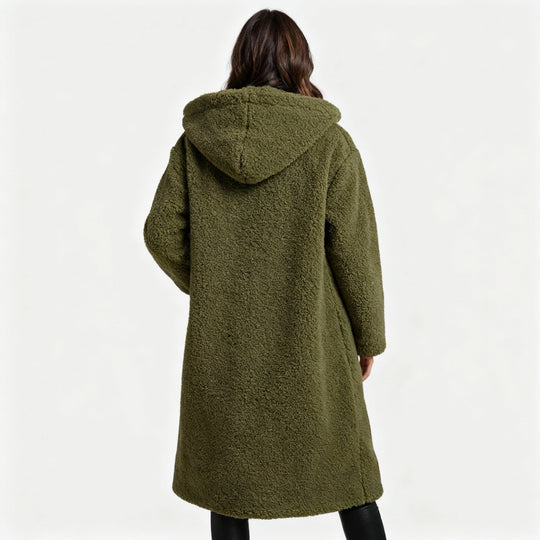 Damen Teddy Mantel mit Kapuze | EB