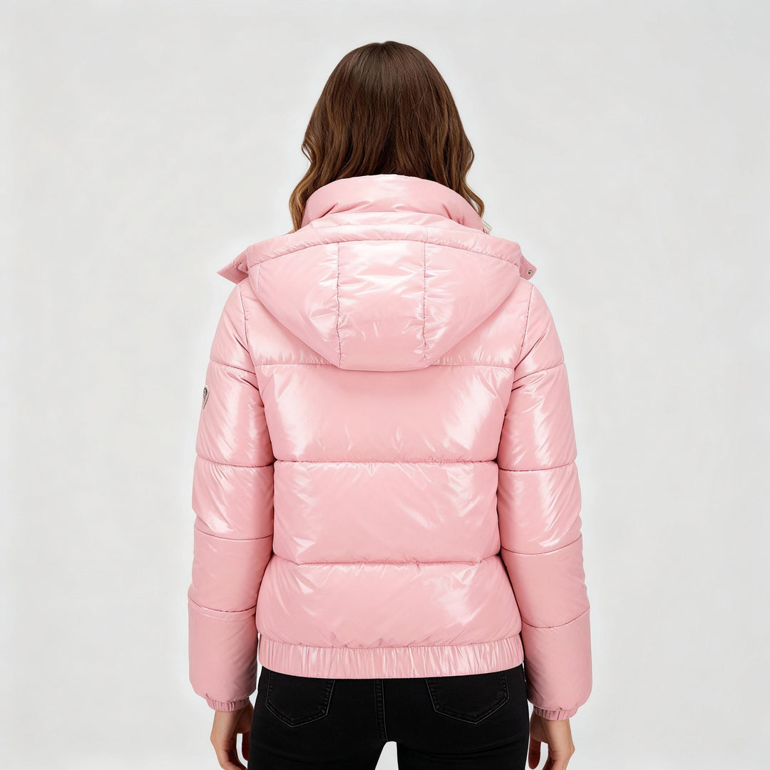Glänzende Wasserabweisende Thermo Komfort Winterjacke Damen | EB