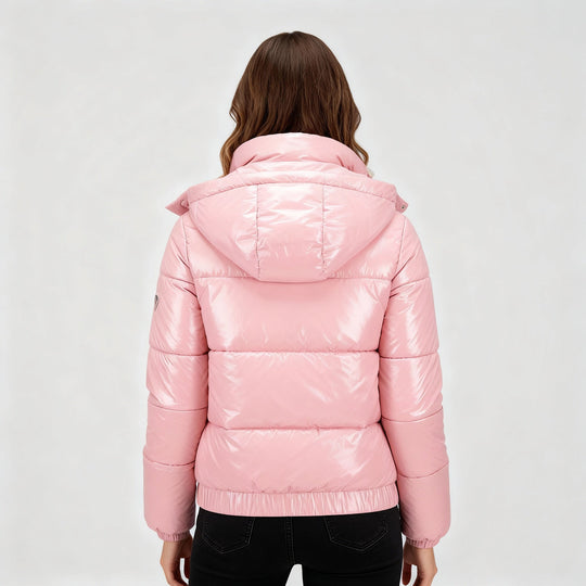 Glänzende Wasserabweisende Thermo Komfort Winterjacke Damen | EB