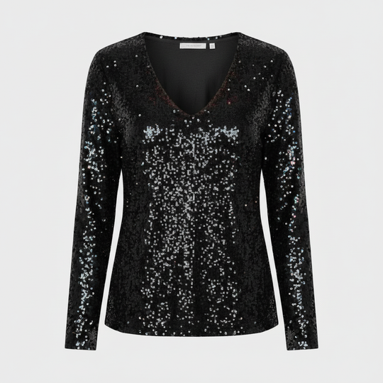 Glitzernde Party Eleganz V Ausschnitt Top Damen | EB
