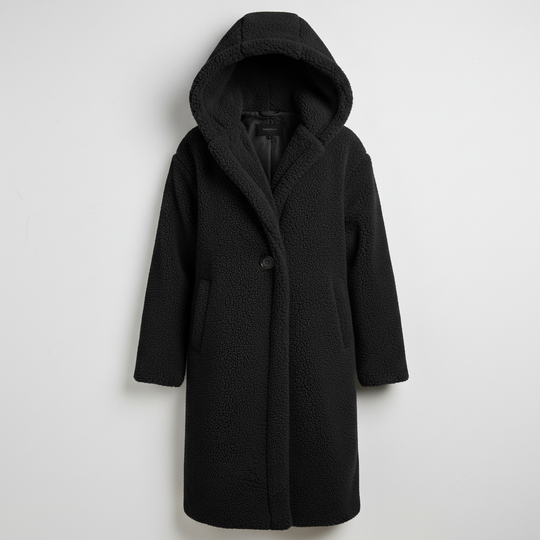 Modischer Teddy Mantel Damen Komfort Langer Mantel Kapuze | EB