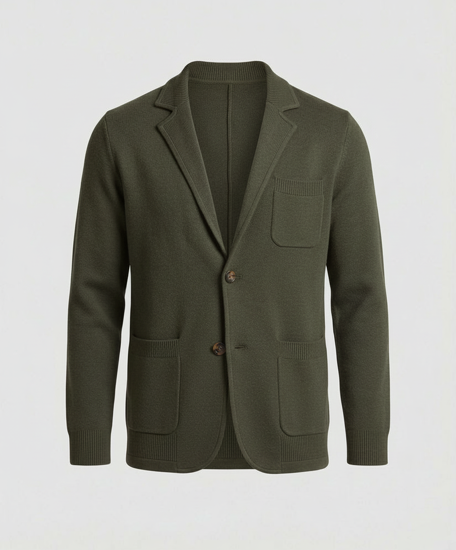 EB | Stilvolles Herrenblazer mit lässigen Knopfpatch-Taschen und Kragen
