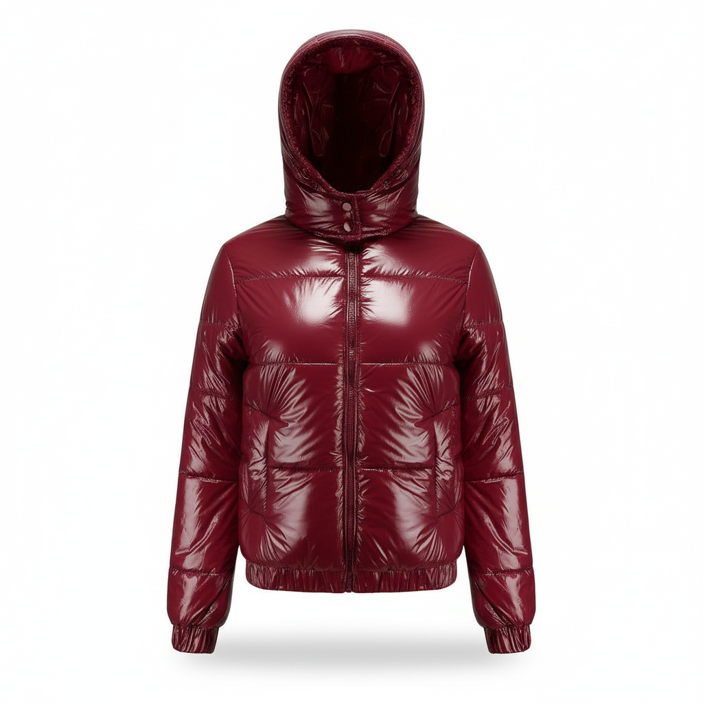 Glänzende Wasserabweisende Thermo Komfort Winterjacke Damen | EB