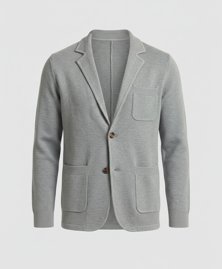 EB | Stilvolles Herrenblazer mit lässigen Knopfpatch-Taschen und Kragen