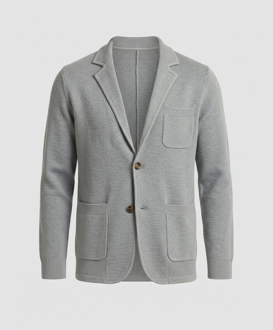 EB | Stilvolles Herrenblazer mit lässigen Knopfpatch-Taschen und Kragen