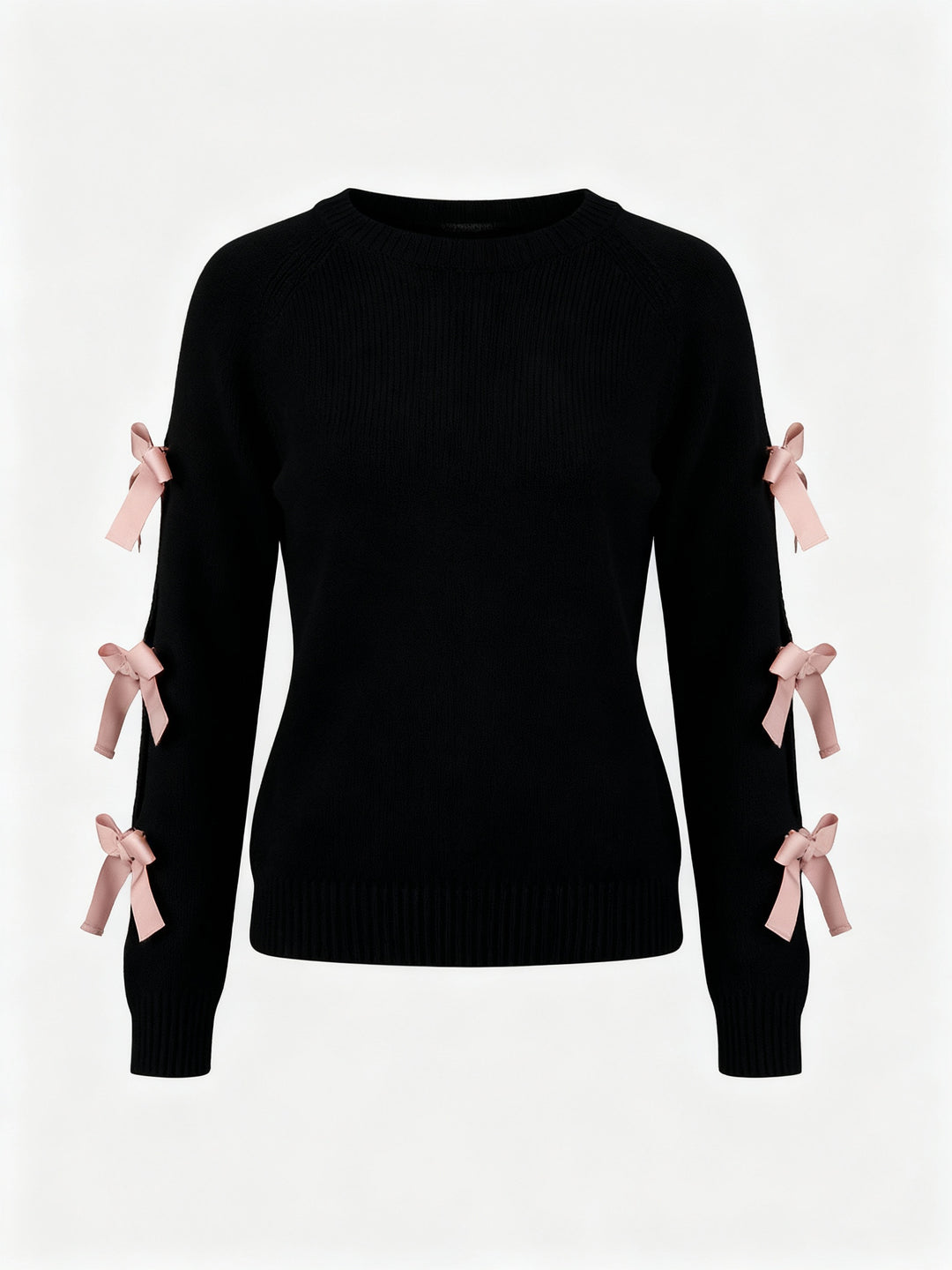 Damen Strickpullover mit offener Schulter und raffinierten Schleifendetails EB