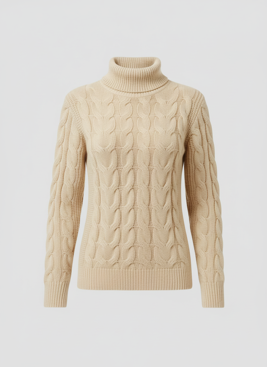 Zopfmuster Rollkragenpullover Damen | EB