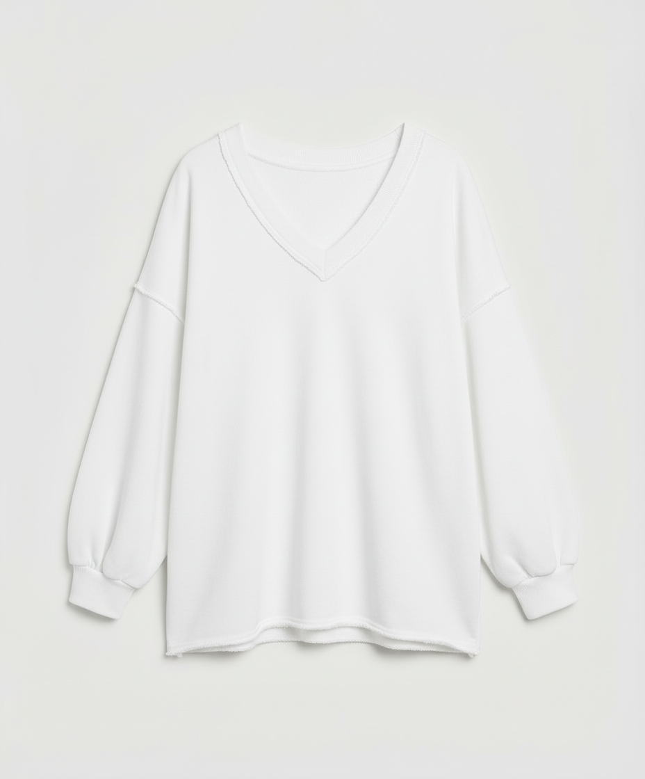 Oversized Damen V-Ausschnitt Sweatshirt | EB