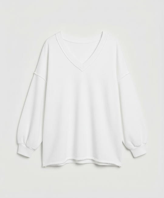 Oversized Damen V-Ausschnitt Sweatshirt | EB