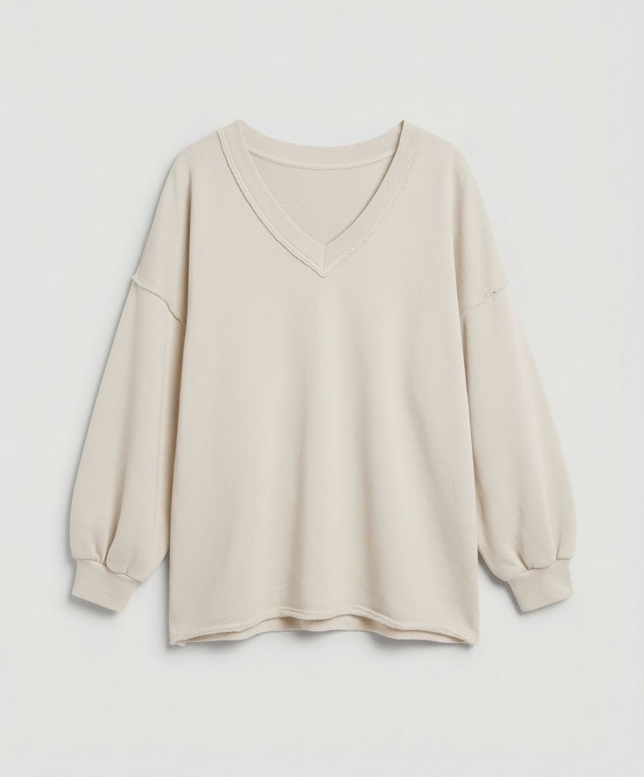 Oversized Damen V-Ausschnitt Sweatshirt | EB