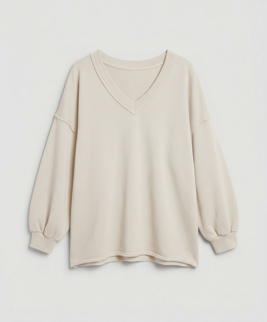 Oversized Damen V-Ausschnitt Sweatshirt | EB