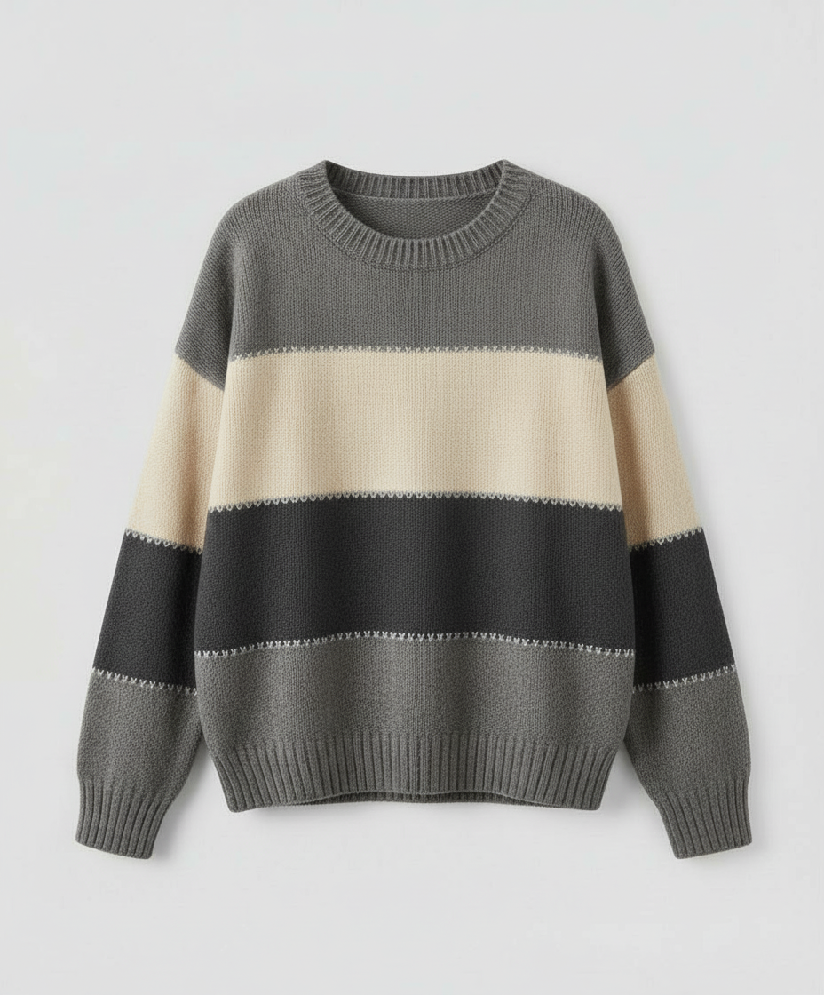 Lockerer Streifenpullover Damen Bequem | EB