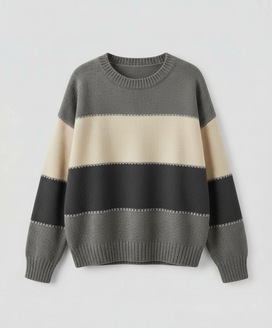Lockerer Streifenpullover Damen Bequem | EB